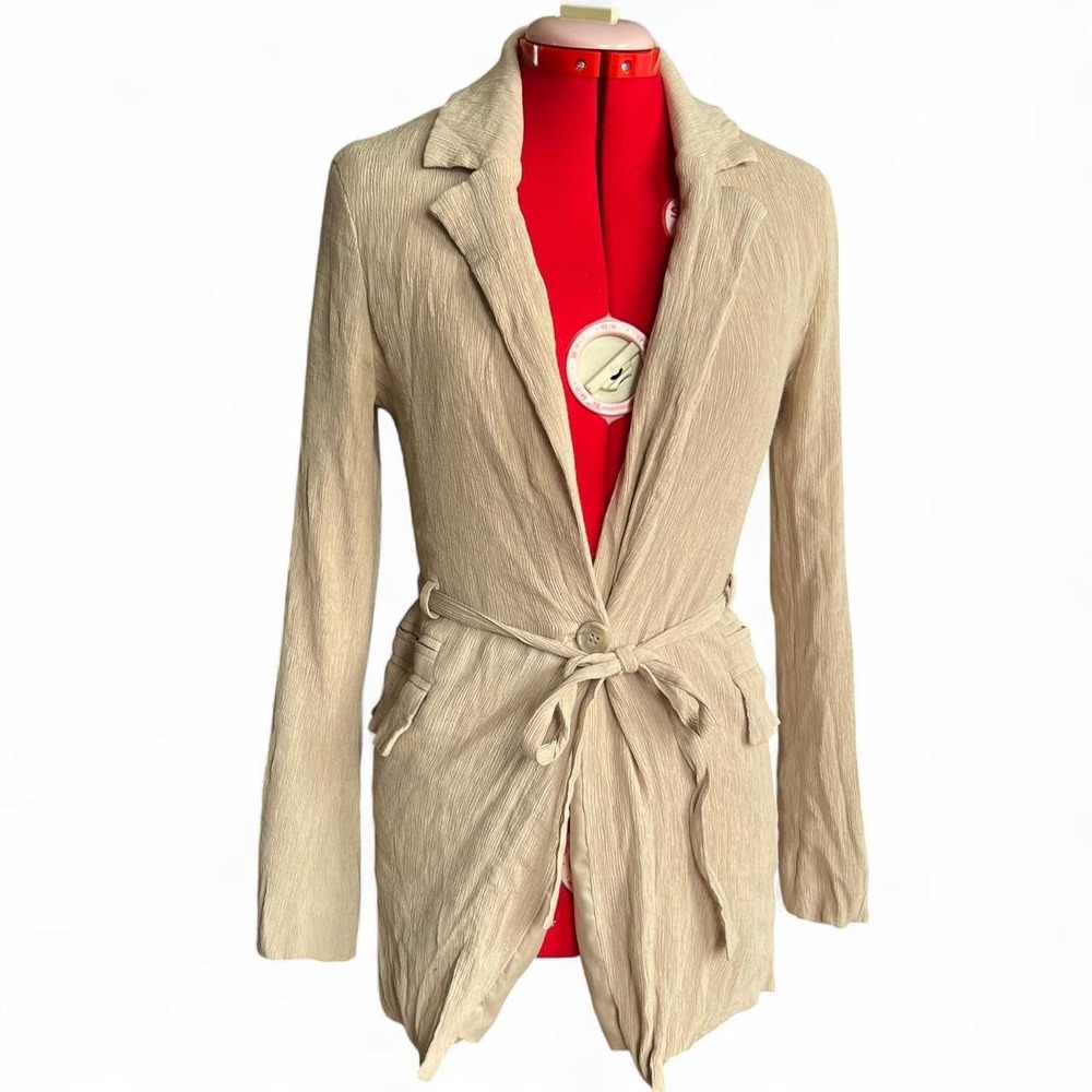 Cream BAGATELLE Collection New York lightweight textured crinkle blazer